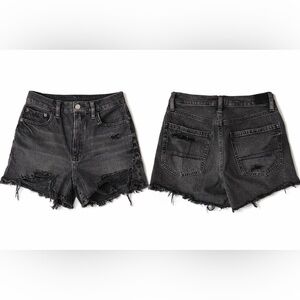 American Eagle Highest Rise 90s Boyfriend Shorts Black Distressed Denim Size 2